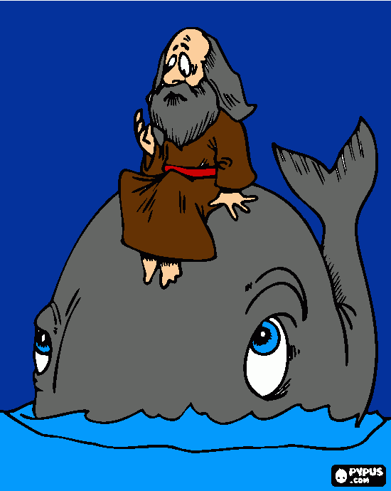 jonas y el gran pez o ballena  para colorear