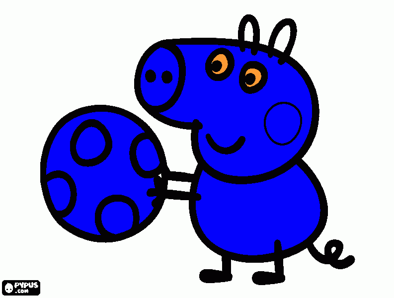 Juani dibujando a George pig para colorear