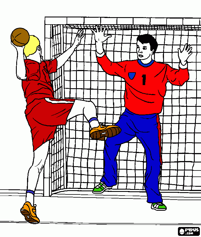 jugadores de balonmano para colorear