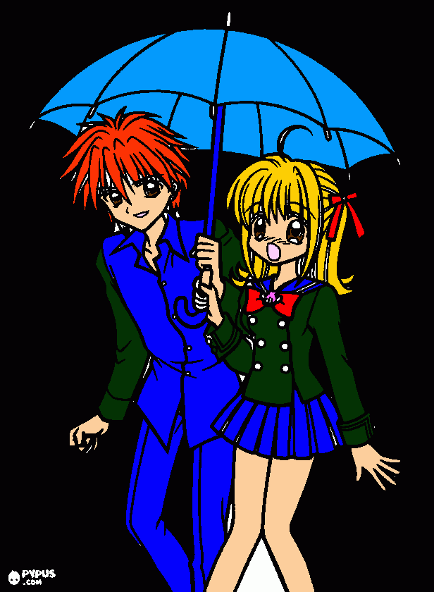 kaito y luchia con su nuevo uniforme para colorear