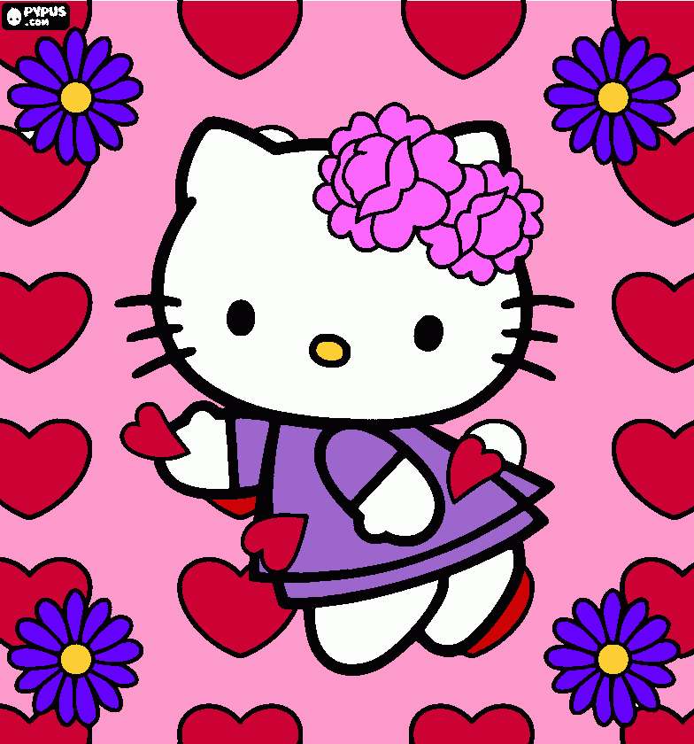 kitty hello para colorear