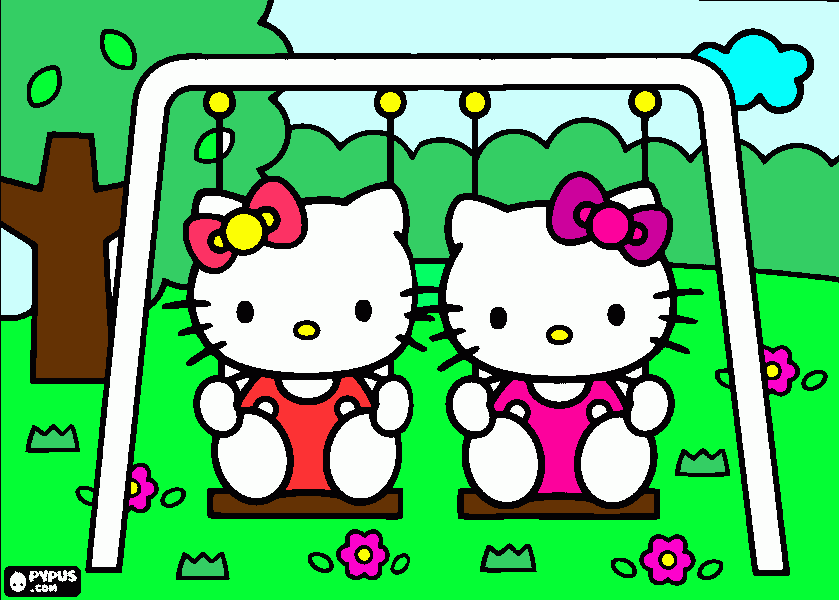 kitty y mimi su ermana  para colorear