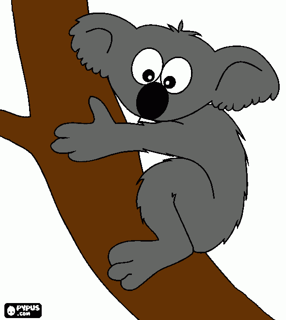koala trepando un arbol para colorear