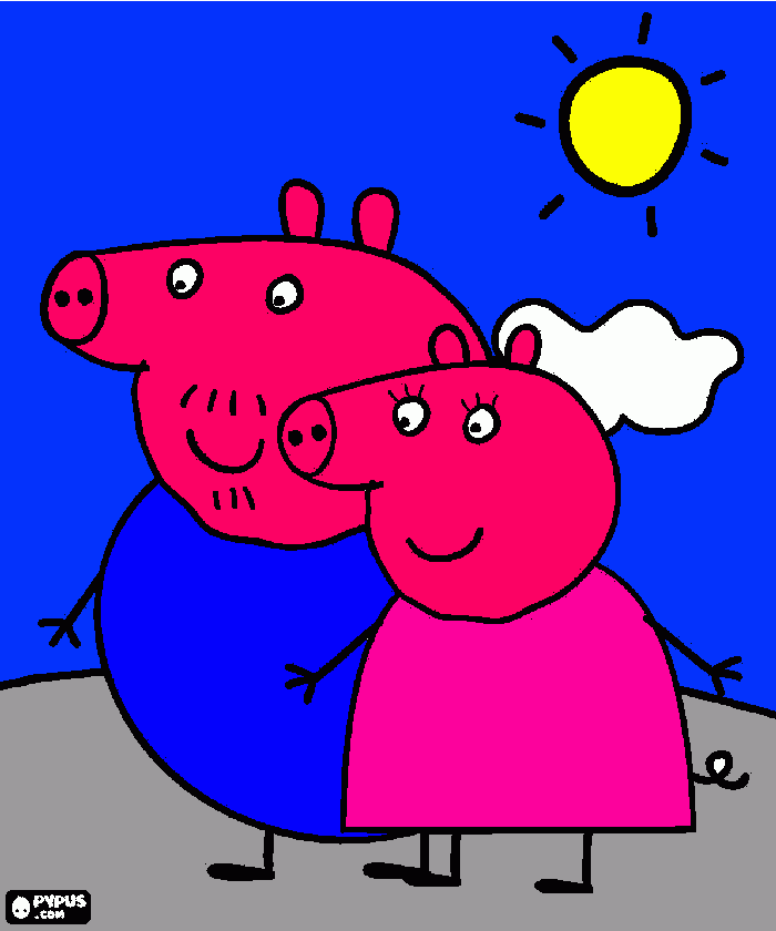 la abuela y el abuelo de peppa y yorch para colorear