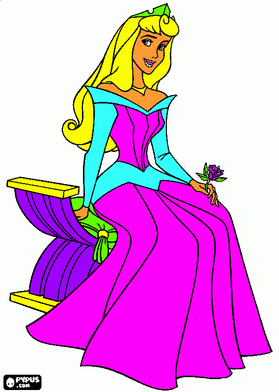la bella durmiente pintada de colorines  para colorear