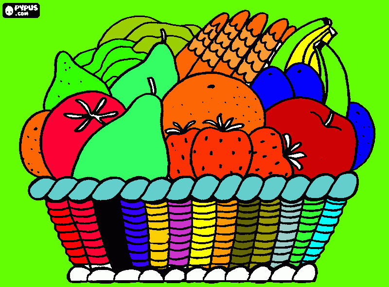 La canasta de frutas de Kenny para colorear