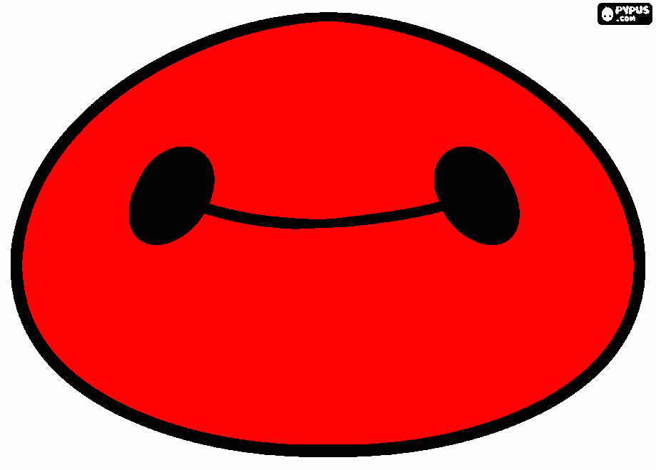 La cara redonda , alegre y simpática del robot Baymax de la película Big Hero 006. para colorear