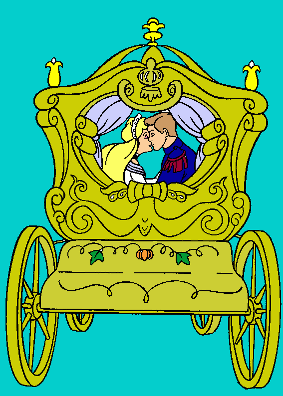 la cenicienta y el principe en su luna de miel para colorear
