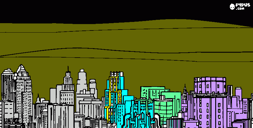la  ciudad de noche  para colorear