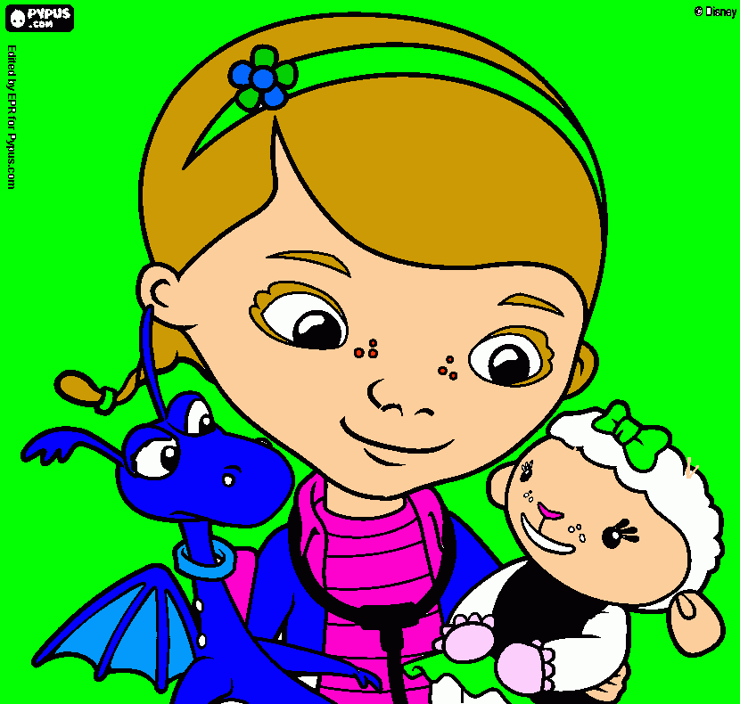la doctora quiere a sus peluches para colorear
