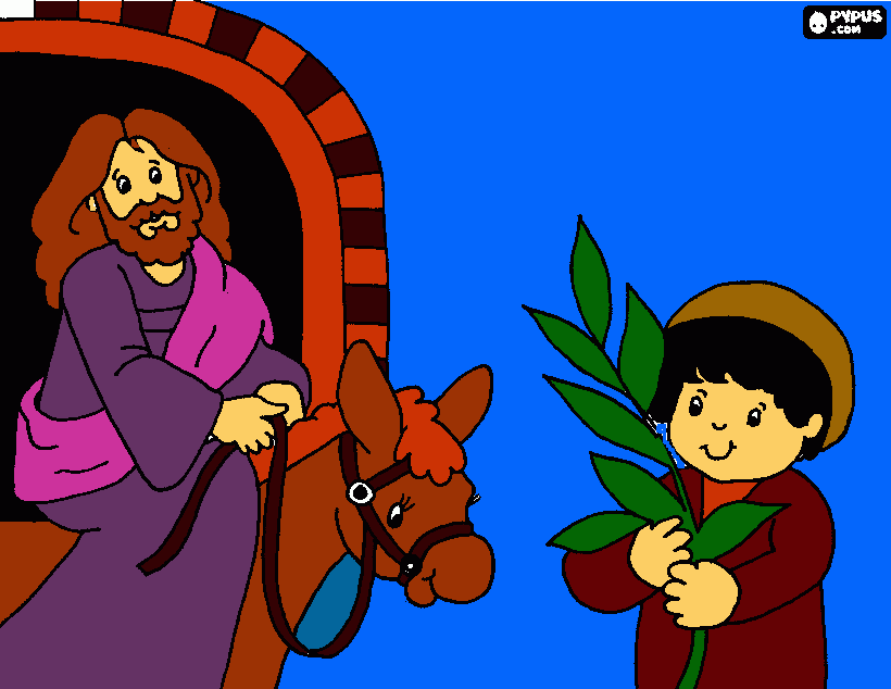 LA ENTRADA DE JESÚS EN BORRIQUITA para colorear