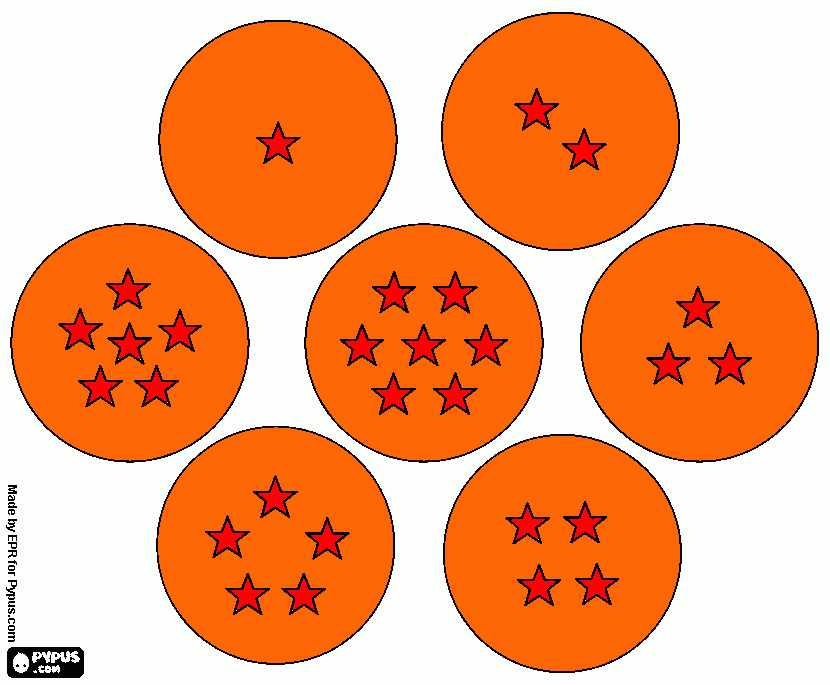 la esferas del dragon de dragon ball z  para colorear