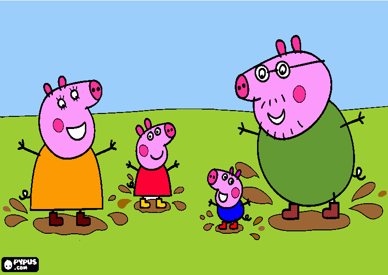 La familia cerdito para colorear