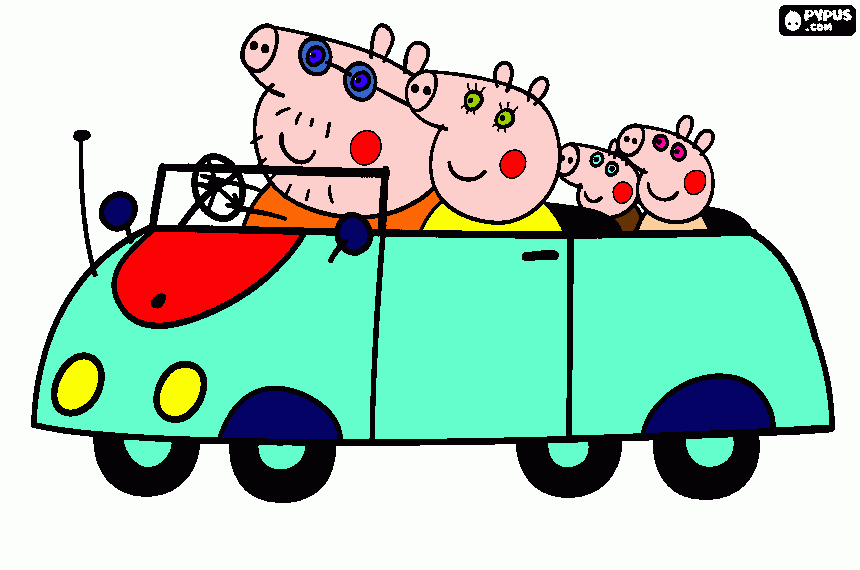 LA FAMILIA PIG VA DE EXCURSIÓN para colorear