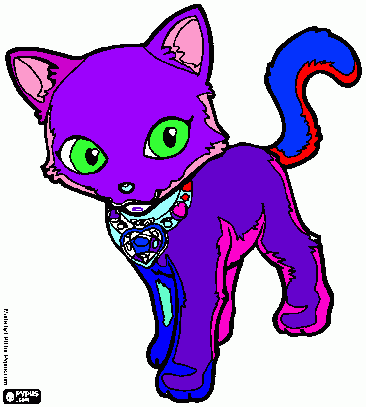la gata de colores para colorear