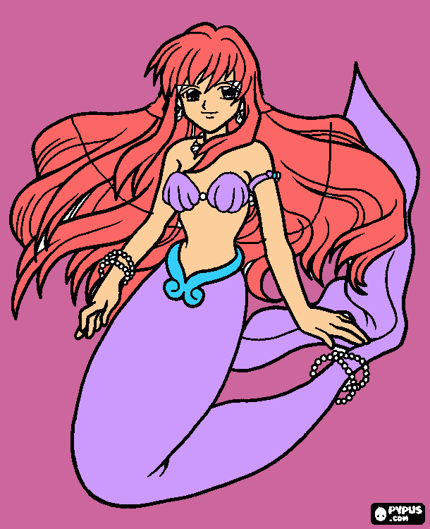 La hermana de mi sirena , perla morado pastel nom Maye para colorear
