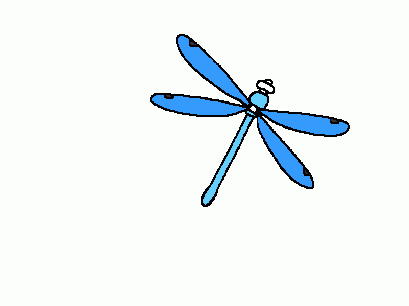 la libélula común azul volando en cámara arriba para colorear