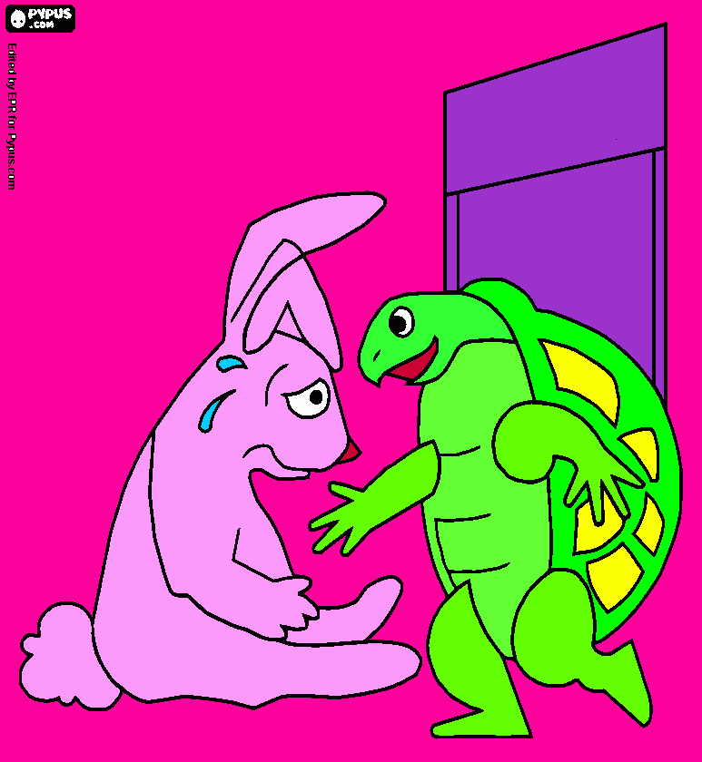La Liebre y La Tortuga para colorear