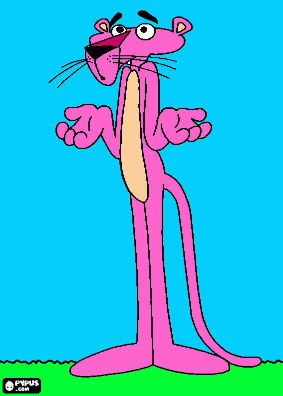 La Pantera Rosa sin saber que hacer para colorear