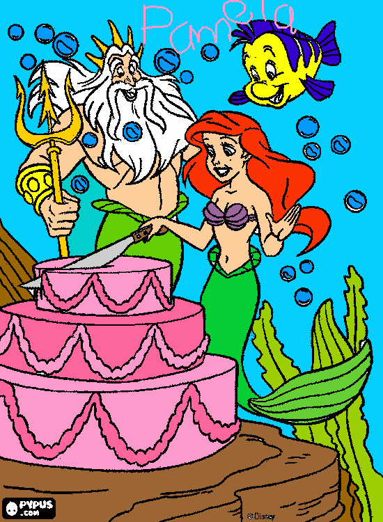 la princesa ariel su cumpleaños para colorear