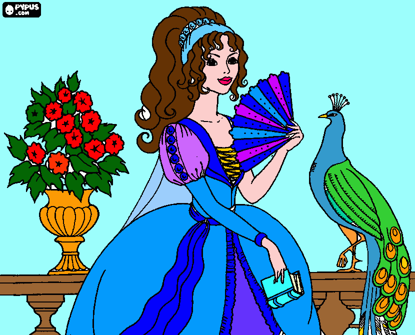 la princessa azul para colorear