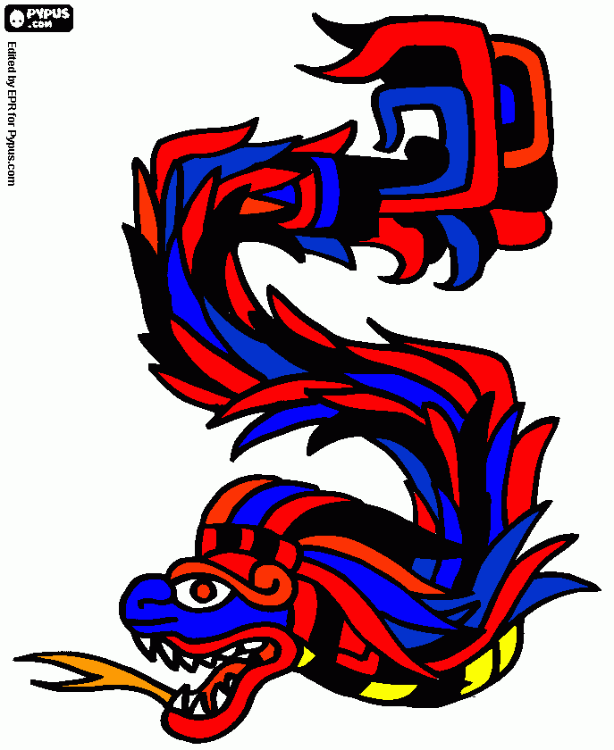 la serpiente emplumada para colorear