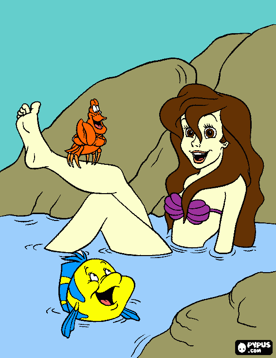 la sirena tiene pies y ella y sus amigos se alegran para colorear