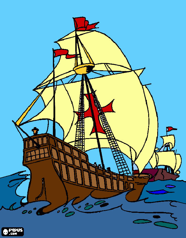 las 3 caravelas para colorear