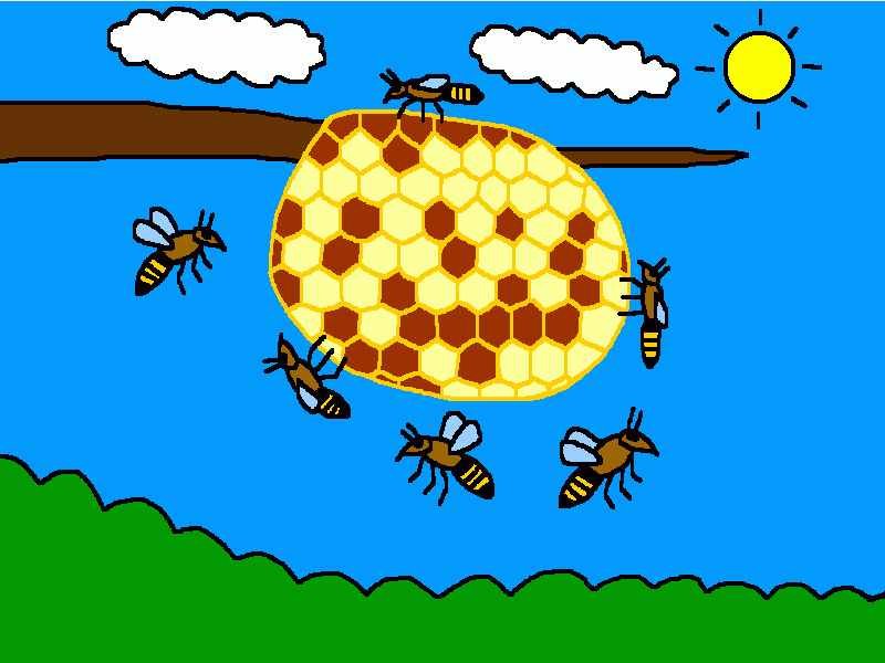 las abejas en un panal para colorear