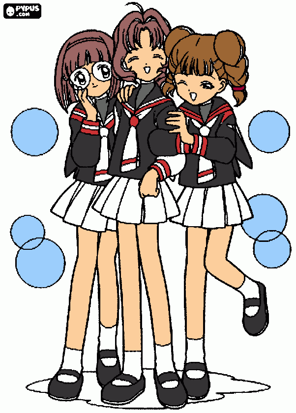 las amigas de sakura de la escuela para colorear