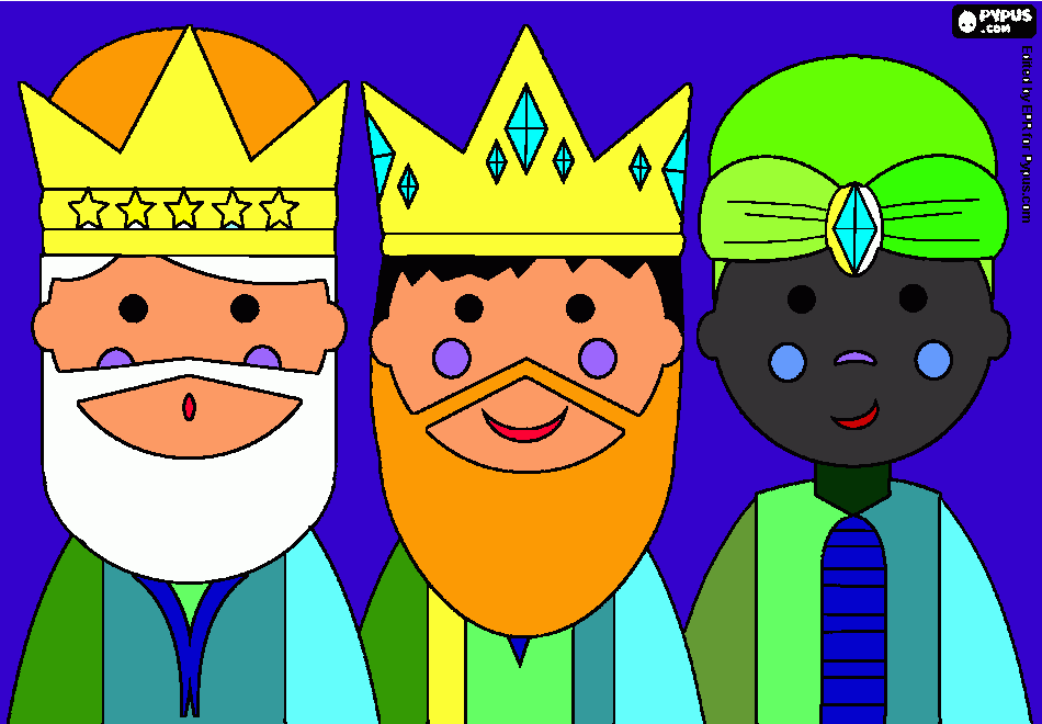 las caras de los tres reyes magos para colorear