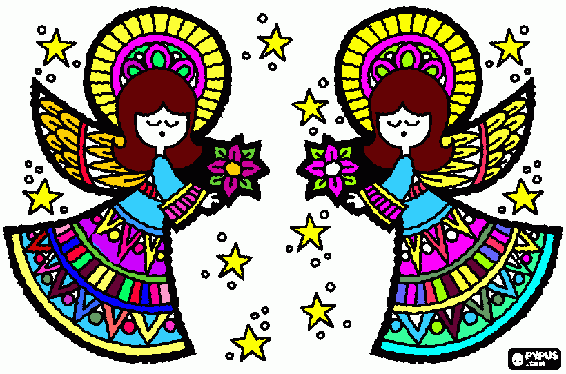 las dos hermosa angelitas para colorear