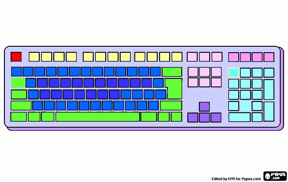 Las partes del teclado y coloriadas para colorear