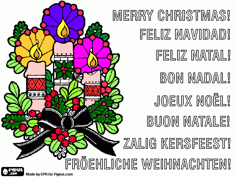 las velas navideñas para colorear