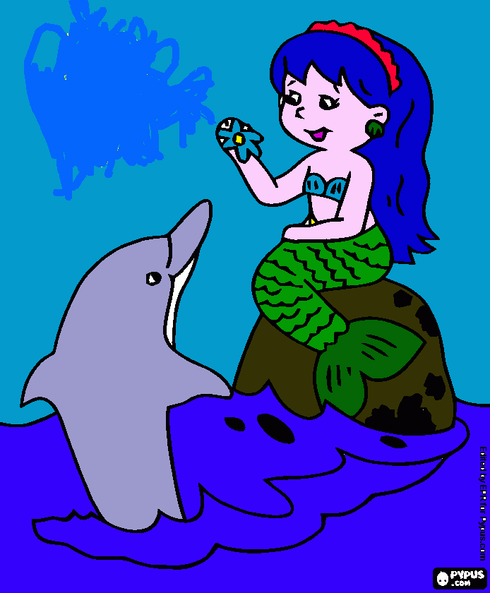 lasirenita y el delfin para colorear