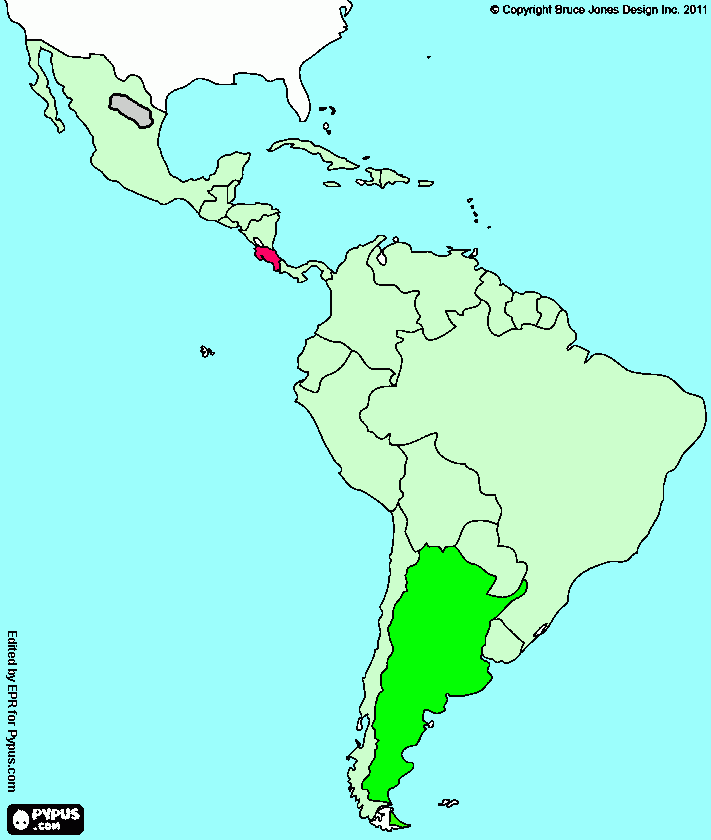 latinoamerica argentina y costa rica para colorear