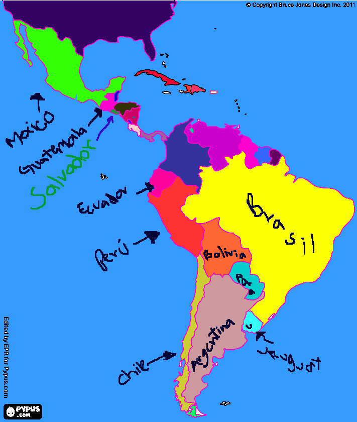 Latinoamérica, todos los países para colorear