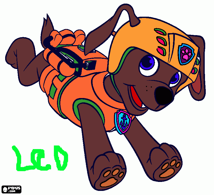 leo ha coloreado un dibujo de zuma de paw patrol para colorear