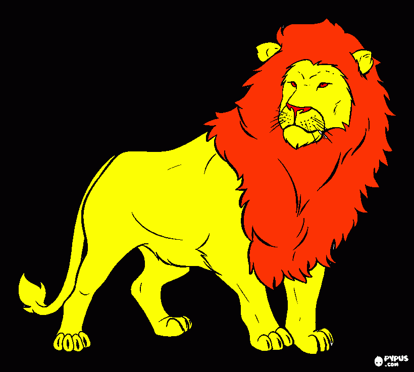 leon melena naranja para colorear