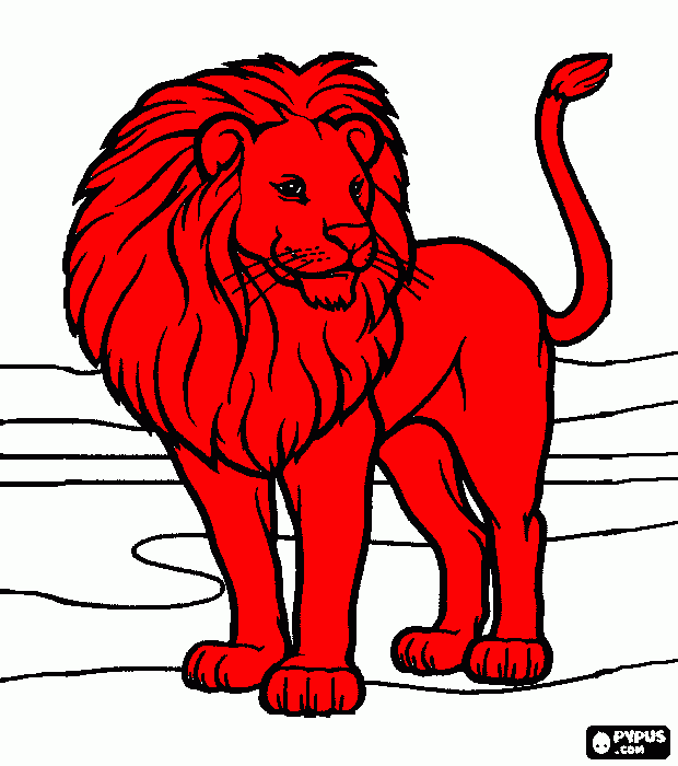 leon rojo para colorear