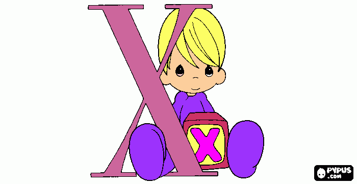 letra X con color para colorear