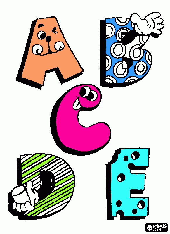 letras abcde para colorear