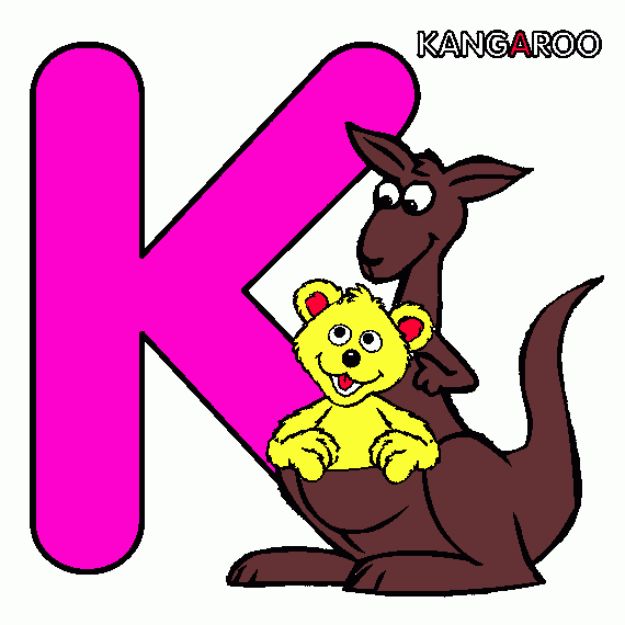 letras del alfabeto un oso y canguro para colorear