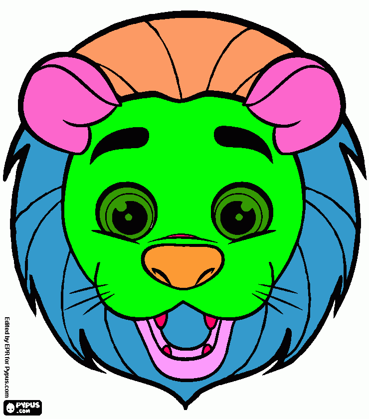 León colorido para colorear