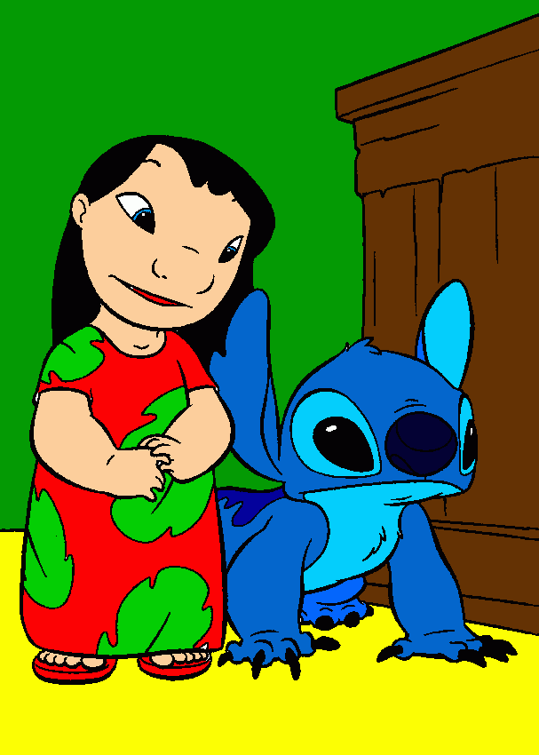 lilo adoctando para colorear