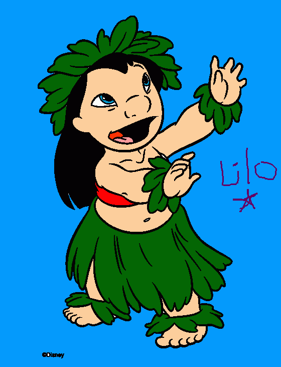 lilo  bailando  hawaiano para colorear