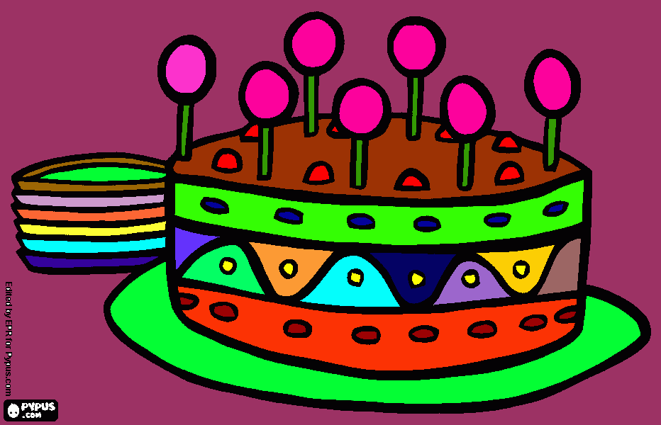 lindo pastel de cumple para colorear