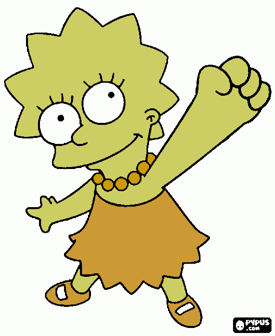 lisa simpsons estirando el brazo  para colorear
