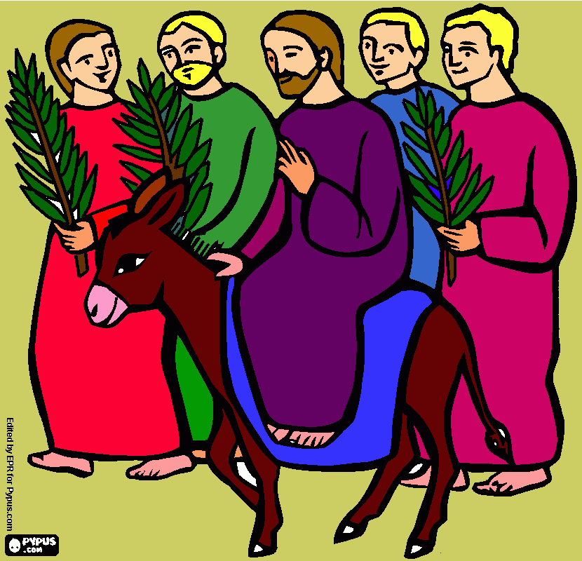 llegada en el burro para colorear
