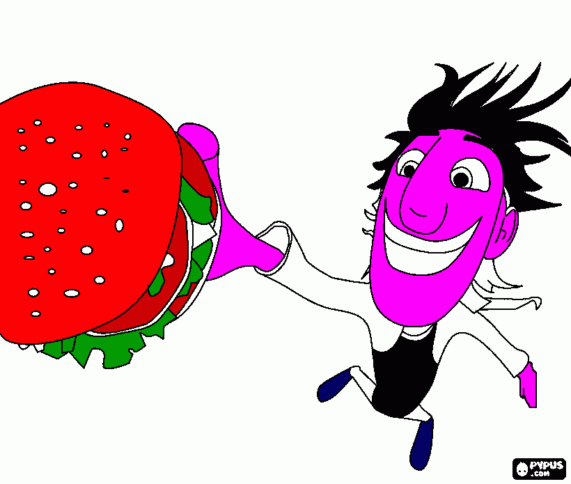 lluvia de hamburguesas 2 para colorear